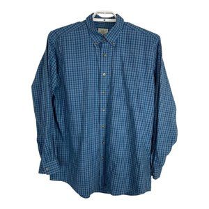 LL Bean Mens Shirt Size Button Down XL Tall Blue Plaid Long Sleeve Pockets